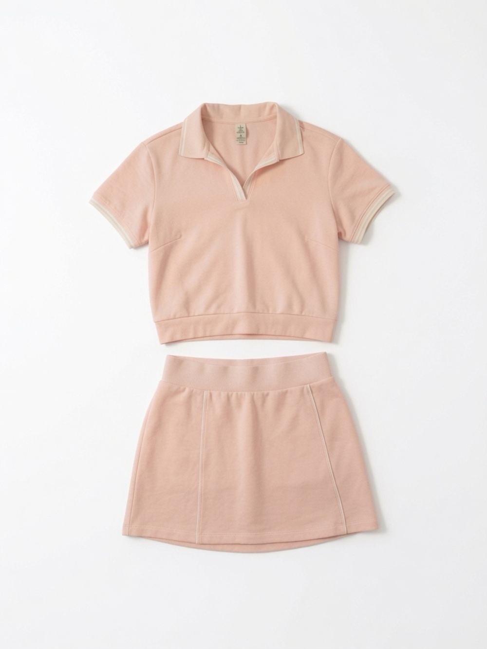 Two-Piece Pink Cropped Polo Top & Skirt Set | L/XL NWOT